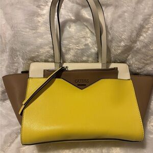 GUESS Yellow and Tan Satchel Bag